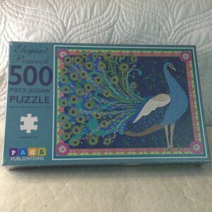 NWOT Elegant Peacock puzzle; 500 Pcs; Family Fun, Colorful, Peacock, Bohemian